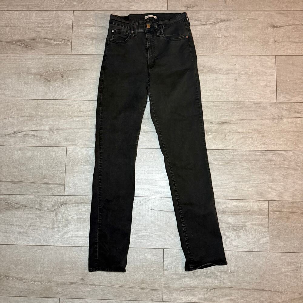 Levi's 724 High Rise Straight Jeans Womens W30 Faded Black Denim Stretch